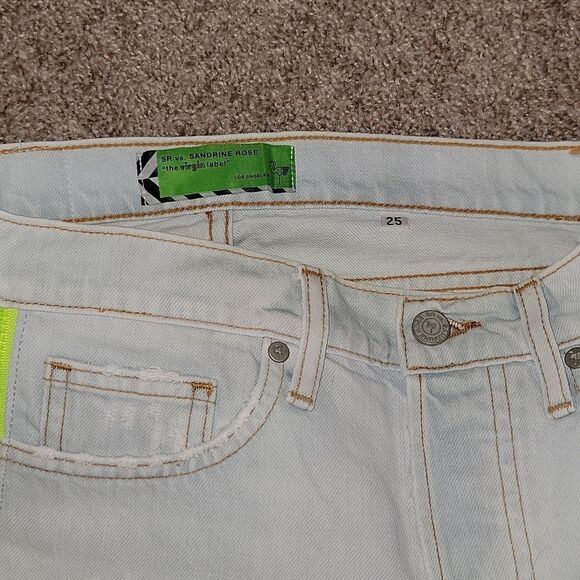 SANDRINE ROSE By Free People Women's Blue Side Zip Distressed Shorts Size 25 NWT - Picture 12 of 14